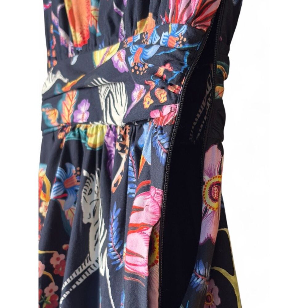 Maeve Anthropologie Flora Fauna Menagerie Print 100% Cotton Mini Dress Sz 0 - Picture 11 of 15